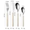 Juego de Cuchillo, Tenedor y Cuchara con Mango de Remache de Acero Inoxidable 430, Vajilla Estilo Crema, Juego de Cuchara y Tenedor de Postre de Alta Estética, Cuchillo y Tenedor para Steak