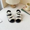 Sandálias de Menina 2025 Verão Novo Sapatos de Princesa com Laço para Menina Estilo Coreano Sapatos de Praia Elegantes para Bebê