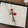 Collar Colgante de Piedra Natural Manchada con Forma de Corazón y Racimo de Uvas, Mismo Estilo de Blogger, Multi-Elemento, Cadena Larga para Suéter de Lujo Ligero de Nicho para Mujer