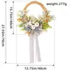 Estilo Pastoral de Outono Guirlanda de Abóbora Branca Decoração de Porta de Pátio para Festival da Colheita Flor Artificial Galho Seco Cipó Círculo Pendurado na Porta