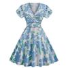 X AliExpress Fuente de Ropa para Mujer Estilo Hepburn Retro Verano Cuello en V Medio Abierto Manga Corta Estampado de Lunares Vestido Largo con Vuelo