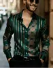 Camisa masculina de manga longa para comércio exterior transfronteiriço com padrões dourados estilo corte, toque vintage de alta qualidade, direto da fábrica de origem