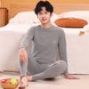 Traje de Camiseta Térmica Interna Quente de Outono e Inverno para Adolescentes Roupas de Outono para Crianças Grandes Calças de Outono Pijama Casual Lixado Sem Costura para Casa
