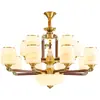Novo lustre estilo chinês, totalmente em cobre e madeira maciça para sala de estar, estilo Zen chinês retrô para quarto, sala de jantar, villa, lustre grande para teto alto