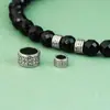 Plata de Ley S925 Patrón de Hierba Rizada Estilo Tíbet Anillo Corredizo Espaciador para Joyería, Pulsera de Semillas de Pasión Estrella y Luna, Espaciador con Patrón Auspicioso