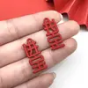 30 Estilo Chinês Vermelho Bênção Caractere Chinês DIY Acessórios de Joia Feliz Ano Novo Pingente de Paz Acessórios de Ano Novo