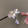 Novo Pente de Cabelo Floral Estilo Chinês, Acessório de Cabelo de Madeira Estilo Antigo, Ornamento de Cabelo Estilo Hanfu Cheongsam para a Parte de Trás da Cabeça, Pente de Cabelo com Borla