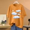 Camiseta de Manga Corta para Mujer con Diseño Azul Cielo Estilo Aurora, Nueva de Verano 2026, Holgada, Tallas Grandes, Top Versátil Ins