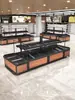 Ilha de prateleira de frutas estilo supermercado elevatória Rack de exibição de vegetais comercial Yonghui plataforma multicamada prateleira aço-madeira trapezoidal