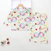 Pijama Infantil Verão Meninos Algodão Seda Roupa de Casa Conjunto Meninas Fino Bebês Meninos Manga Longa Algodão Seda Roupa para Ar Condicionado