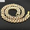 Fecho de Pulseira de Relógio em Formato de Barra Prismática Quadrada de 14mm Popular Corrente Cubana Hip-Hop Corrente Grande de Ouro Fornecimento Direto do Fabricante
