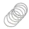 Pulsera de Perlas de Imitación Versátil de Moda Elástica con 26 Letras Pulsera de Perlas para Mujer con Cuentas Venta al por Mayor