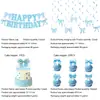 Amazon banner de decoração de festa laço azul feliz aniversário laço louça arranjo de primeiro aniversário