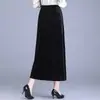 Falda de terciopelo de línea A de talla grande, moderna y elegante, para mujer, nueva de otoño/invierno 2026, de cintura alta, adelgazante, con caída, de longitud media