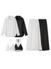 Roupa Feminina para Exportação Transfronteiriça 2025 Verão Estilo Europeu e Americano Camisa + Regata de Alcinhas + Calças Terno de Cor Sólida para Mulheres