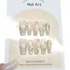 Uñas postizas de alta gama de 24 piezas, populares en línea, estilo puro y deseable, realza el cutis, uñas artificiales hechas a mano