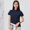 Camiseta de Seda Gelada com Gola Alta para Mulheres, Novo Sportswear Slim Fit, Respirável de Secagem Rápida, Manga Curta com Meio Zíper, Roupa de Trabalho