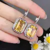 ¡Aretes de Citrina Natural, Incrustados en Plata 925, Puros Naturales! Piedra Natural 10*4mm, Identificación de Soporte Natural Puro