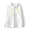 Design Minimalista da Moda, Esquema de Cores Amarelo e Branco Simples, Estampa de Letras, Moletom com Zíper, Moletom Solto Casual, Peça de Roupa Externa Cardigan