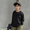 Camiseta de Manga Longa Haima 100% Algodão com Estampa de Rosto Sorridente, Novo Estilo Outono 2026 para Meninos, Top Fashion Estilo Coreano Infantil