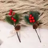 Cuerda de Cáñamo Navideña Transfronteriza Ramo de Bayas Rojas Accesorios Agujas de Pino Piñas Bayas Simuladas Decoración Navideña Copos de Nieve