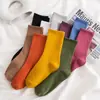 Calcetines para Mujer de Caña Media Otoño e Invierno Color Sólido Algodón Calcetines Ins de Moda Banda Elástica Alta Versátiles Calcetines para Mujer Calcetines Coreanos de Felpa Burbuja