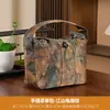 Jiangshan Estampa Rachada Conjunto de Chá Bolsa de Armazenamento Estilo Chinês Viagem ao Ar Livre Portátil Bolsa para Conjunto de Chá Bolsa de Pano para Xícara de Chá Espessada