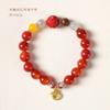 Guofeng Zodiaco Dragón Ágata Roja Patrón Escama de Dragón Pulsera de Cuentas Redondas Año del Dragón Ágata Roja Año de Nacimiento Pulsera de Cuentas de Transferencia de Cinabrio