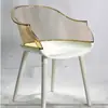 Silla de Comedor Acrílica Escandinava Silla Saipan Silla Fantasma Creativa Taburete con Reposabrazos Silla Popular con Respaldo Silla de Plástico Transparente