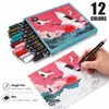 Set de marcadores de doble punta para arte, con diseño estilo chino, adecuado para el dibujo y los garabatos de estudiantes, y permite superponer colores