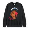 Camiseta de Manga Curta Estampada Kobe Bryant Estilo Retrô Americano Transfronteiriça Versátil High Street Moletom com Capuz Pesado Gola Redonda Manga Longa