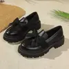 Mocasines de suela gruesa transfronterizos para mujer 026 nuevos zapatos pequeños de cuero estilo británico con tacones gruesos y lazo, versátiles zapatos Mary Jane