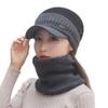 Invierno Nuevo Prueba de Frío Cálido Conjunto de Bufanda y Gorro de Lana Terciopelo Engrosado Gorro Tejido para Montar Orejeras Cabeza Gorro de Algodón