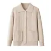 Cárdigan elegante de punto holgado para mujeres de mediana edad y mayores, suéter de punto grueso con cuello vuelto para otoño e invierno, abrigo, estilo nuevo