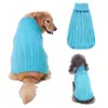 Suprimentos para animais de estimação no atacado: roupas para cachorro de cor sólida com gola alta, suéteres de tricô em relevo para cães de estimação vermelhos, suéteres de outono e inverno para cães