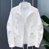 Jaqueta Masculina Fina Primavera Verão Top Branco Roupa de Trabalho Moda Casual Temperamento Urbano Roupa Exterior Toque de Luxo Masculino