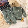 [Personalizado] Traje de Algodón Puro para Niños Ropa de Casa de Dibujos Animados para Niñas Pijamas de Manga Larga para Bebé Ropa para Aire Acondicionado para Niños y Niñas