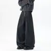 Pantalones casuales de rayas verticales estilo americano para hombre, pantalones rectos de moda para otoño e invierno, pantalones anchos casuales holgados para jóvenes, lavados