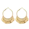 Pendientes de Aro Grandes Exagerados con Borlas de Disco Dorado Transfronterizos Europeos y Americanos Moda Ins Elegante Diseño de Nicho para Mujer