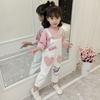 Traje de niña 2018 nuevo traje infantil coreano pantalones infantiles estampados camiseta de manga corta para bebé una generación de pelo