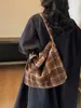Bolsa Tote Casual de Invierno para Mujer 2026 Nuevo Versátil Estilo Coreano Cuadros Gran Capacidad Hombro Cruzada
