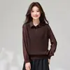 Estilo Novo Primavera 2026 Pulôver Casual Oversized Conjunto Falso de Duas Peças