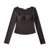 Estilo francês outono e inverno 2024 top elegante leve maduro slim-fit modelador escovado com bojo pura desejo camisa de manga longa slim-fit para usar por baixo