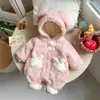 Ropa de bebé invierno linda forrada de polar cálida mameluco de niña bebé invierno súper lindo prenda exterior mameluco engrosado moderno