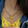 Collar de Flor Eterna Rosa Amarilla de Primavera y Verano, Gargantilla Vintage con Perlas de Cristal Natural de Flores Frescas, Cadena Vintage para Clavícula