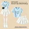 Verano 2026 Nuevo Estilo Japonés para Niñas Falda Pastel de Encaje para Niños Medianos y Grandes Conjunto Elegante con Top Estilo Escolar
