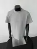 Camiseta Casual de Manga Corta para Hombre de Algodón de Aire Estilo Americano Gris Cáñamo Blanco Hombro Normal Cuello Redondo Desestructurado Parche de Marca Trendy Patchwork
