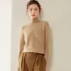 Suéter de Cachemira de Solapa Alta de Cachemira Otoño e Invierno Nuevo para Mujer Holgado Adelgazante Camisa Básica Suéter Pulóver de Manga Corta Larga