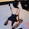 Pijama Íntimo Sexy de Noche Larga, Pieza Única, Entrepierna Abierta, Uniforme de Chica Atrevida, Traje de Tentación y Pasión, Qqny Femenino 2052