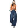 Young Orange# Tide Cool Retro Wide Leg Machete Jeans Feminino Cintura Alta Solto Slimming Trendy All-match Mop Calças
